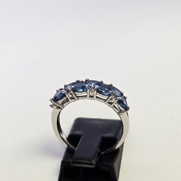 Genuine London Blue Topaz Rhodium Over Sterling Silver Ring! Sz 7 - Picture 15 of 16